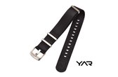 Premium horlogebandje Seatbelt NATO strap zwart - Black – Nylon horlogeband – 22 mm