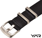 Premium horlogebandje Seatbelt NATO strap zwart - Black – Nylon horlogeband – 22 mm