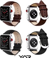 Geschikt voor Apple Watch bandje - Horlogebandjes 38 / 40 mm - Series 1 / 2 / 3 / 4 / 5 / 6 - Smartwatch iWatch horloge band - 38mm 40mm - Leer - zwart