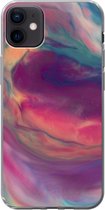 Geschikt voor iPhone 12 mini hoesje - Vloeistof - Roze - Turquoise - Abstract - Siliconen Telefoonhoesje