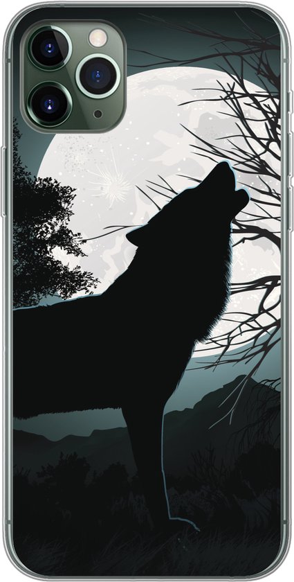 Foto: Telefoonhoesje geschikt voor iphone 11 pro max hoesje wolf silhouet maan siliconen telefoonhoesje telefoonhoesje
