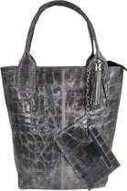 Handtas - shopper Qischa leder grijs