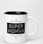 Zwart Wit Mok - Super Woman
