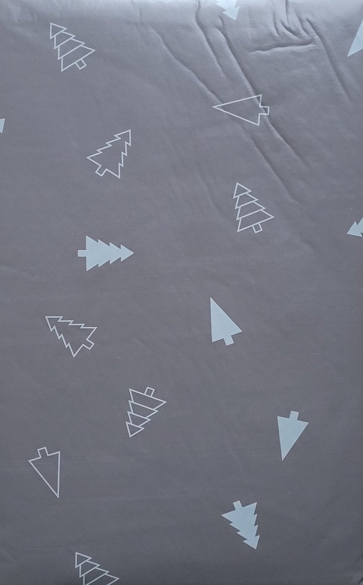 Kersttafelkleed donkergrijs vinyl met kerstboompjes 200x140 cm - grijs afneembaar tafelkleed voor Kerstmis kerstboom kerstkleed
