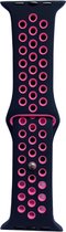 Hidzo Horlogebandje - Geschikt Voor Apple Watch Series 1/2/3/4 - 38MM / 40MM - Siliconen - Zwart/Donker Roze