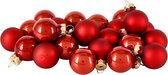 24x Oneiro's luxe kerstballen PUJURE Rood – ø25 mm- groen - kerstbal - luxe verpakking – kerstcollectie – kerstdecoratie – kerstboomhanger – kerstversiering