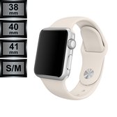 Geschikt voor Apple Watch Bandje - Silicone Sportbandje - Apple iWatch Series 1/2/3/4/5/6/SE/7 - 38/40/41mm S/M - Zacht Wit