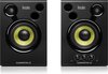 Hercules DJMonitor 42 - DJ Speakerset - Zwart - 2 x 20 watt RMS - 80 Watt piekvermogen - 9mm MDF houten kist - 4 inch woofer - Krachtige DJ-speakers - Treble- en basregeling op het voorpaneel - Koptelefoonaansluiting aan de voorzijde en aux-ingang
