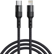 Câble de Charge Rapide DrPhone UNL3 USB-C vers Lightning 9V/3A - PD 20W - Nylon Tressé - Convient aux Smartphones iOS & Tablettes iOS - Synchronisation des Données - 2M - Zwart