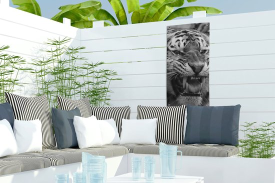Affiche de jardin Tigre - Animaux - Zwart - Wit - 30x60 cm - Toile jardin