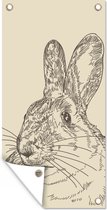 Affiche de jardin Dessin Vintage d'un lapin - 30x60 cm - Toile jardin - Affiche extérieure