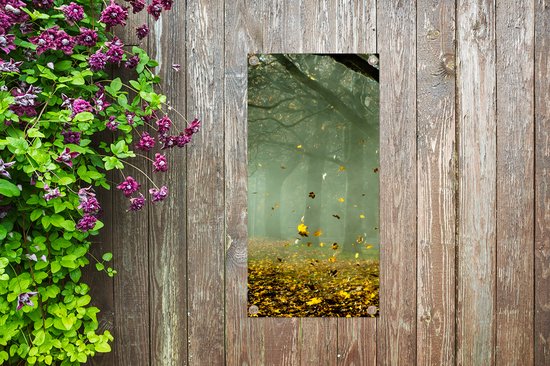 Poster de jardin Arbre - Vert - Feuilles - 40x80 cm - Décoration murale extérieur - Poster jardin - Toile jardin - Poster clôture - Tableau jardin