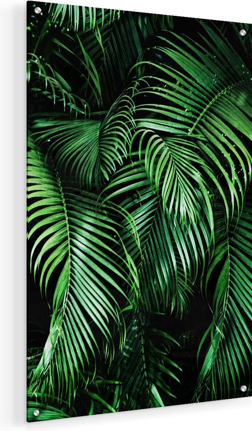 Artaza Glasschilderij - Tropische Palm Bladeren - Groen - 40x60 - Plexiglas Schilderij - Foto op Glas