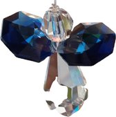 Geluksengel mini vervaardigd van Asfourkristallen Dark Sapphire ( Donkerblauw )