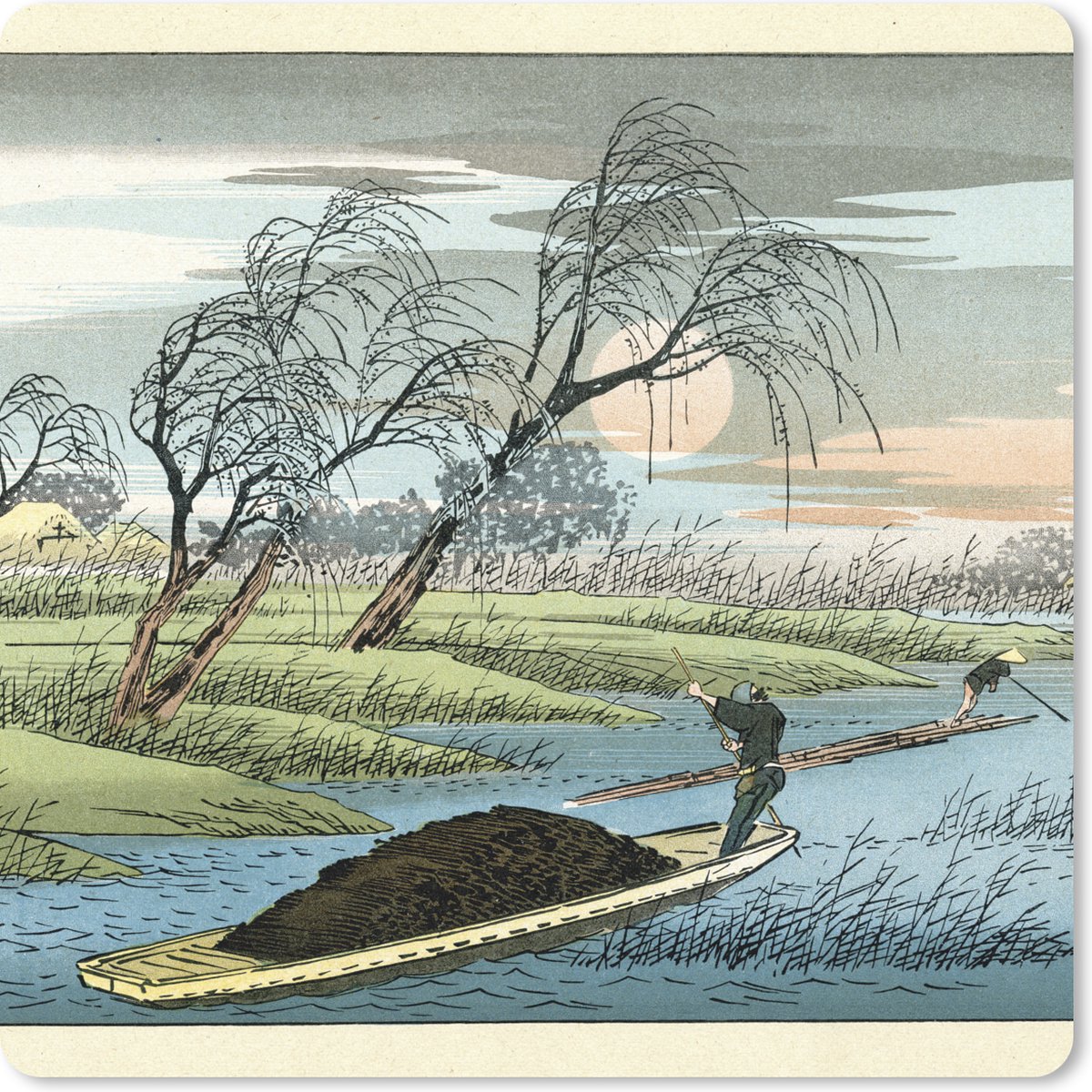 Muismat 30x30 cm - Mousepad Vintage Japanse houtsnede-druk - Muismatten