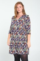 Paprika Dames Korte jurk in tricot met een bladprint - Jurk - Maat 52