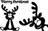 raamsticker, sticker, Rudolph the red nosed reindeer, rendier kerstfeest, kerst, feestdagen Wit