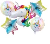 Folie ballon Set eenhoorn, unicorn, Blauwe Regenboog, 5 stuks, Verjaardag, Happy Birthday, Feest, Party, Wedding, Decoratie, Versiering, Gift, Cadeau