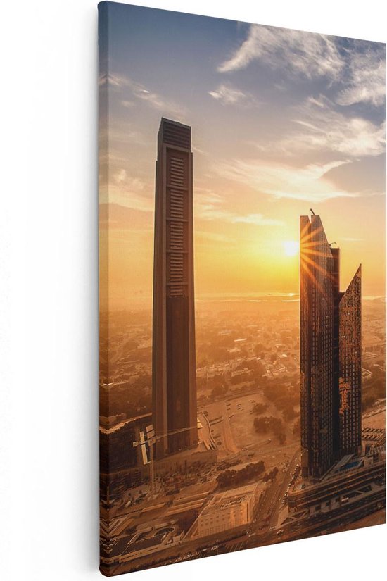 Artaza Canvas Schilderij Dubai Stad bij Zonsopgang - 20x30 - Klein - Foto Op Canvas - Canvas Print