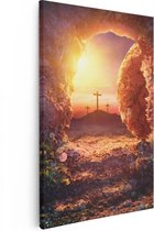 Artaza Canvas Schilderij Kruisiging bij Zonsopgang - Opstanding Jezus - 80x120 - Groot - Foto Op Canvas - Canvas Print