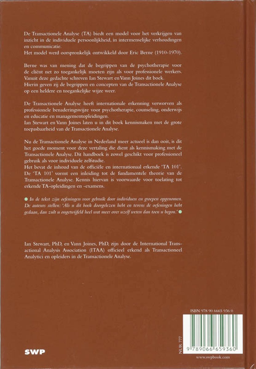 Transactionele Analyse - back cover