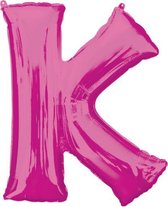 folieballon letter K 66 x 83 cm roze