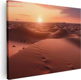 Artaza Canvas Schilderij Woestijn in de Sahara bij Zonsondergang - 80x60 - Foto Op Canvas - Canvas Print