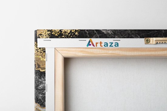 Artaza Canvas Schilderij Abstracte Kunst - Zwart met Witte Marmer - 80x60 - Foto Op Canvas - Canvas Print - Artaza