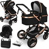 Kinderwagen 3 in 1 - met luiertas - Zwart/Rose-goud