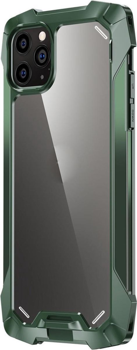 R-Just Metal Airbag Stevig Schokbestendig Hoesje Geschikt voor iPhone 12 Pro Max Groen