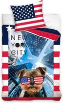 dekbedovertrek New York City 140 x 200 cm rood/wit/blauw