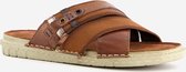 Van Beers leren heren slippers - Bruin - Maat 45 - Echt leer