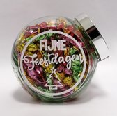 Kerst cadeau, Snoeppot, fruitzuurtjes "Fijne feestdagen"