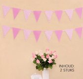 Vlaggenlijn geboorte baby met 10 stuks roze ballonnen -| 2 stuks slingers |Meisje, Roze | Welcome Baby Hart / Hartje - Slinger - Vlag - Raam | Kraamfeest - Kraamtijd - Vintage - Ge