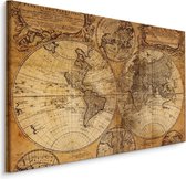 Schilderij - Oude wereldkaart, Sepia, 4 maten, wanddecoratie