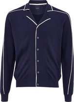 EMIL | Button-through pullover met met zijstreep reliëf navy