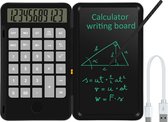 Duurzame Rekenmachine met digitaal uitwisbaar Schrijfblok - Kantoor/Onderweg/School/Thuis - Calculator met Notepad op accu - Vouwbaar LCD schrijf tablet - 12 digits - Zwart
