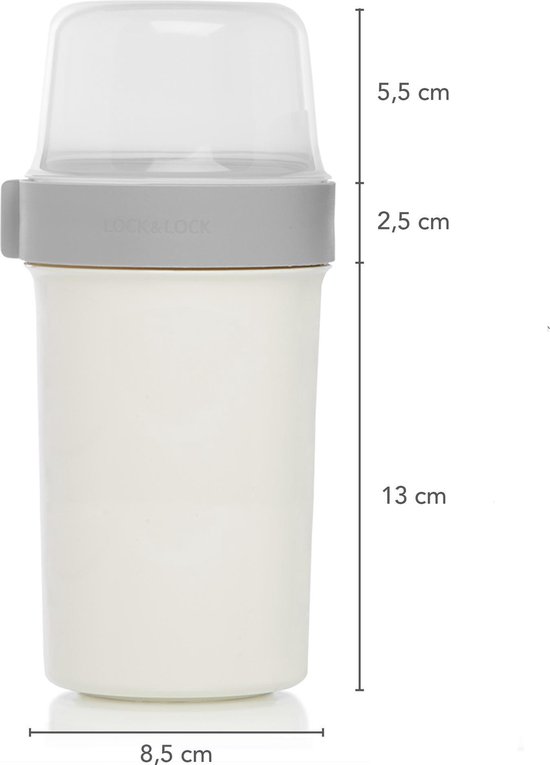 Lock&Lock Yoghurtbeker - Yoghurt beker to go - Muesli beker to go - Lunchbeker - Salade to go - Saladebox - Meeneem - Lekvrij - Large - 760 ml + 310 ml - Wit - LocknLock