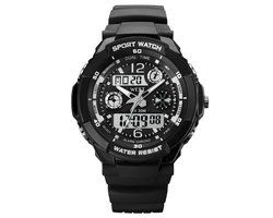 foto van West Watches Model Storm Kinderhorloge Jongen Analoog Digitaal – Sport - Chronograaf – Shockproof - Ø 41 mm - Zwart