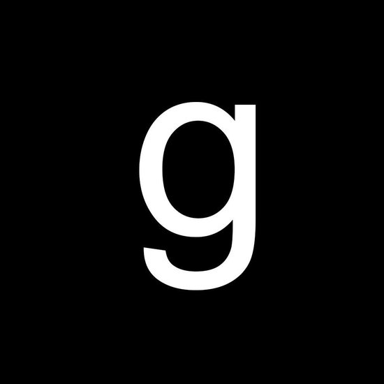 Huisnummer sticker letter g, wit, 6 cm.
