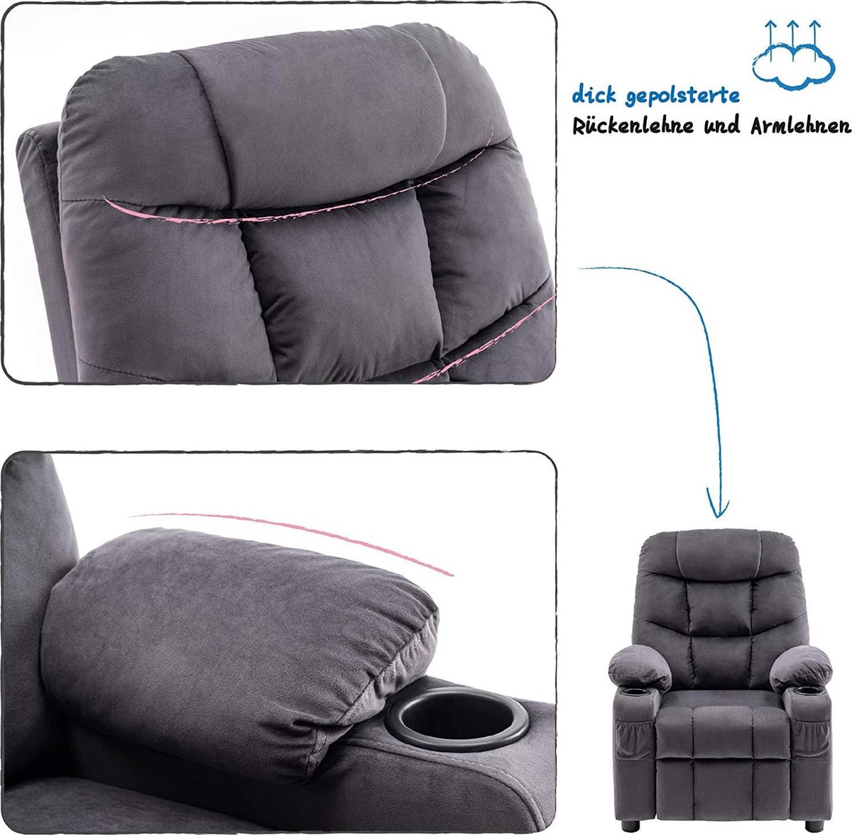 Odolplusz Fauteuil pour enfant, mini, moelleux, chaise de relaxation
