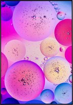 Poster kleurrijke paarse, roze en blauwe bubbels - 20x30 cm