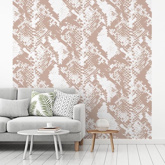 Behang - Fotobehang Slangenprint - Vormen - Pastel - Breedte 240 cm x ...