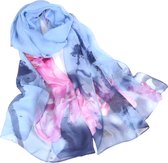 Sjaal- Polyester- Blauw-Roze-140x40 cm-Charme Bijoux