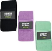 Urban Fitness weerstandsbanden rubber zwart/paars/groen 3 stuks