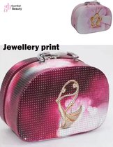 Beautycase - Make Up Tasje glanzend met Spiegel 3 in 1 (3 Stuks)  | Opberg Etui / Cosmetica Organizer Reis Tas Case - Jewellery print
