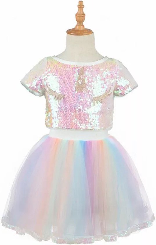 Supercute prinses eenhoorn pastel rok top maat 104/110 diadeem met gratis rugzak