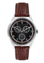 Ted Baker Daquir Multi multifunction - Herenhorloge - BKPDQS108 - Multifunctioneel - Bruin - Zilver - Lederen horlogeband - 5 ATM - 40 MM