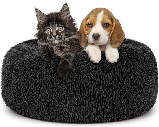 Pawzle Hondenmand - Donut Hondenkussen - Kattenmand - Bed voor Honden & Katten - Wasbaar - 40cm - Zwart