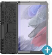 Samsung Tab A7 Lite hoes - Rugged Heavy Backcover Hoes met standaard - Met Screenprotector - Zwart